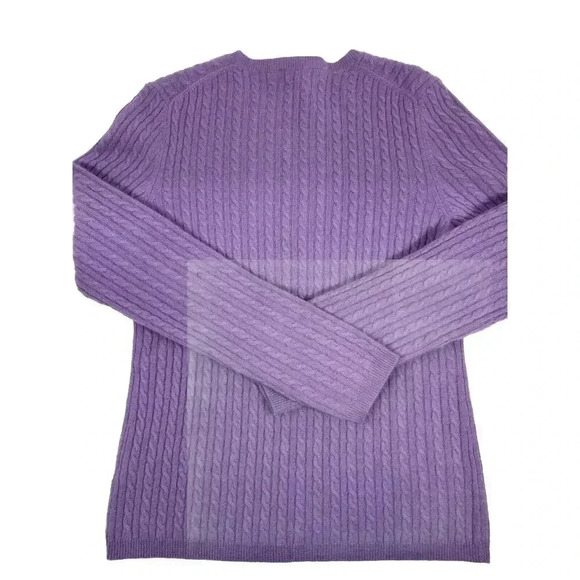 Anne Klein 100% Cashmere Lavender Purple Cable Knit Crew Neck Sweater Size Med - Picture 2 of 5